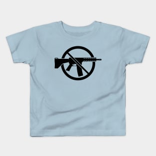 Gun Ban / Prohibition Sign (No Weapons / Peace / Black) Kids T-Shirt